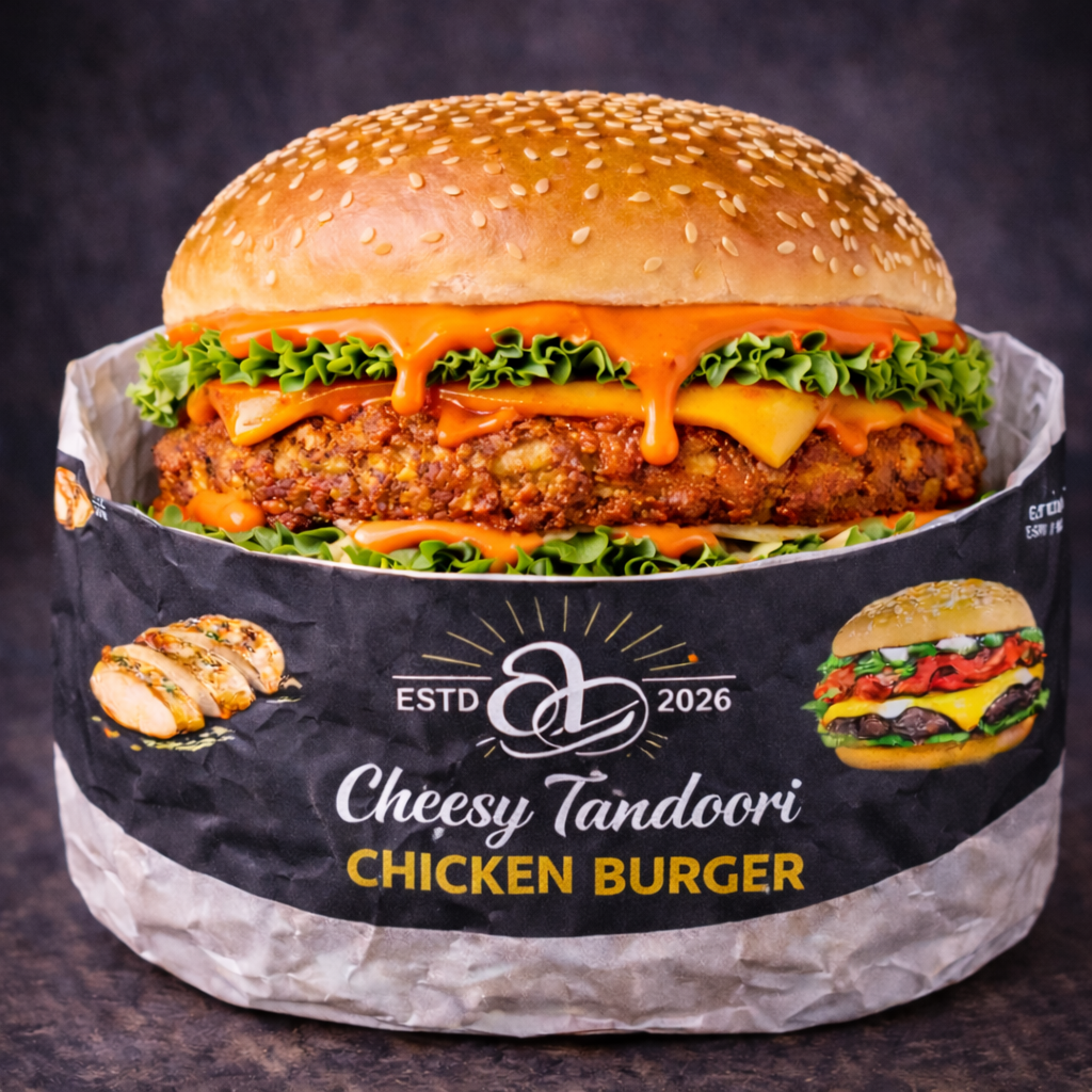 Cheesy Tandoori Chicken Burger